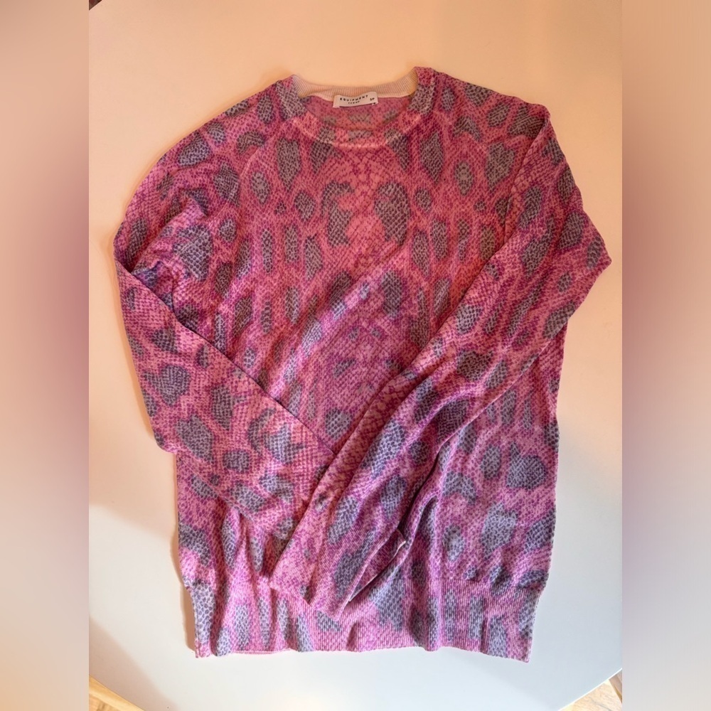 Equipment Pink Purple Snake Skin Sweater Size Small